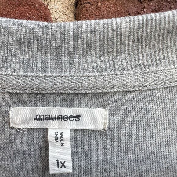 Maurice's sweatshirt gray pullover 1/4 snap Henley women's 1X NEW - Picture 3 of 6